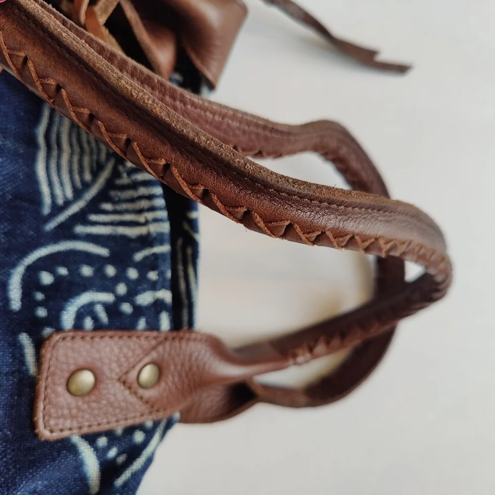 WILL INDIGO DENIM TOTE COGNAC